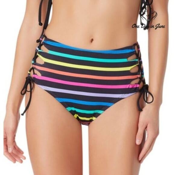 Sugar Beach Striped High Waist Bikini Bottom Size XS - Picture 1 of 3